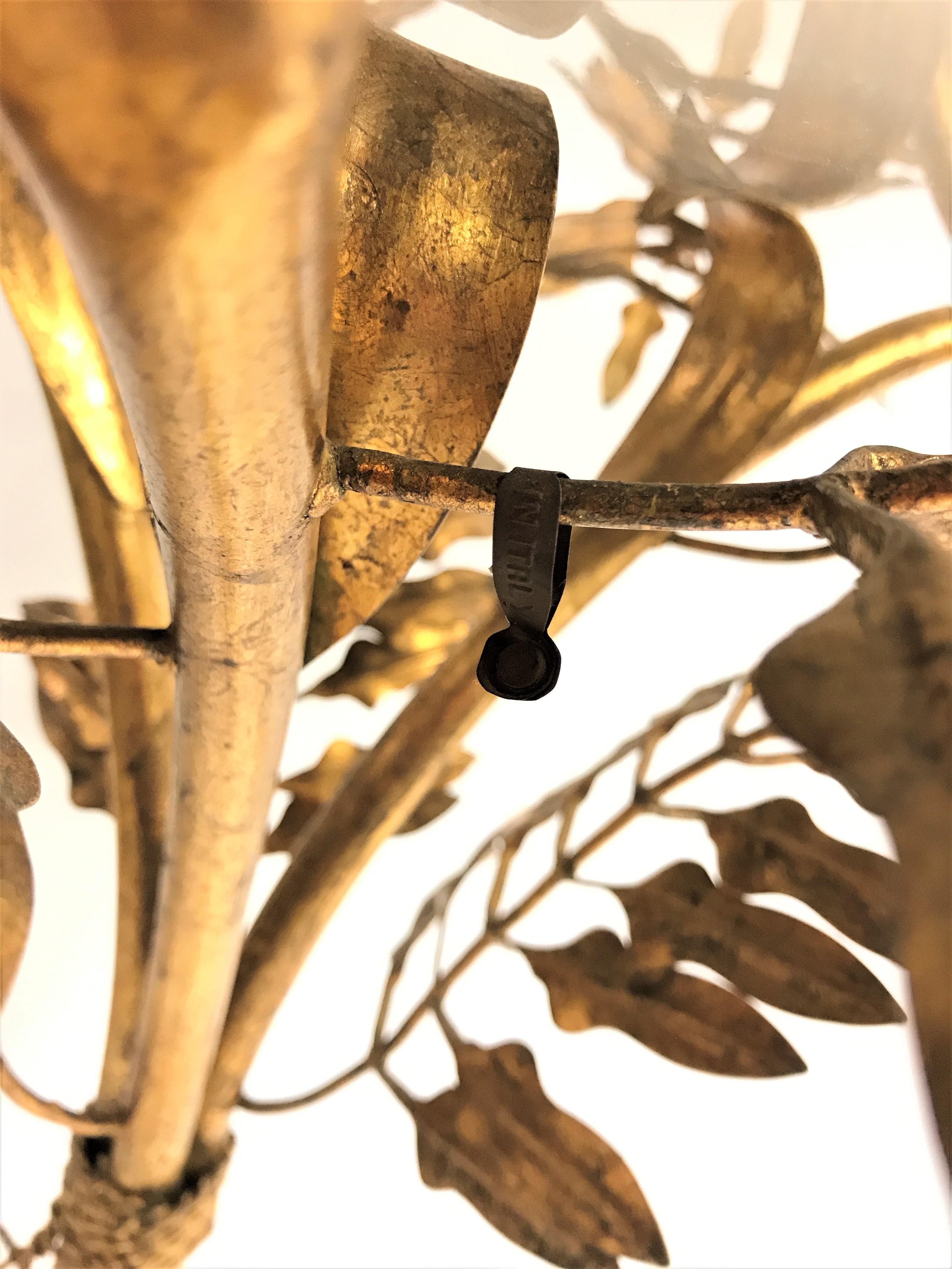 Mid-20th Century Vintage Gilt Metal Palm Tree Side Table, Italy, 1960s