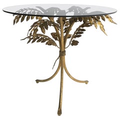 Vintage Gilt Metal Palm Tree Side Table, Italy, 1960s