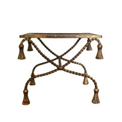 Vintage Gilt Metal Rope Bench