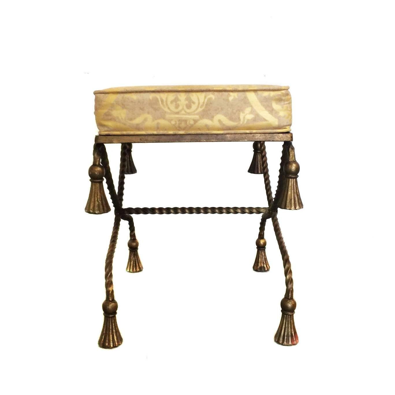 20th Century Vintage Gilt Metal Rope Bench For Sale
