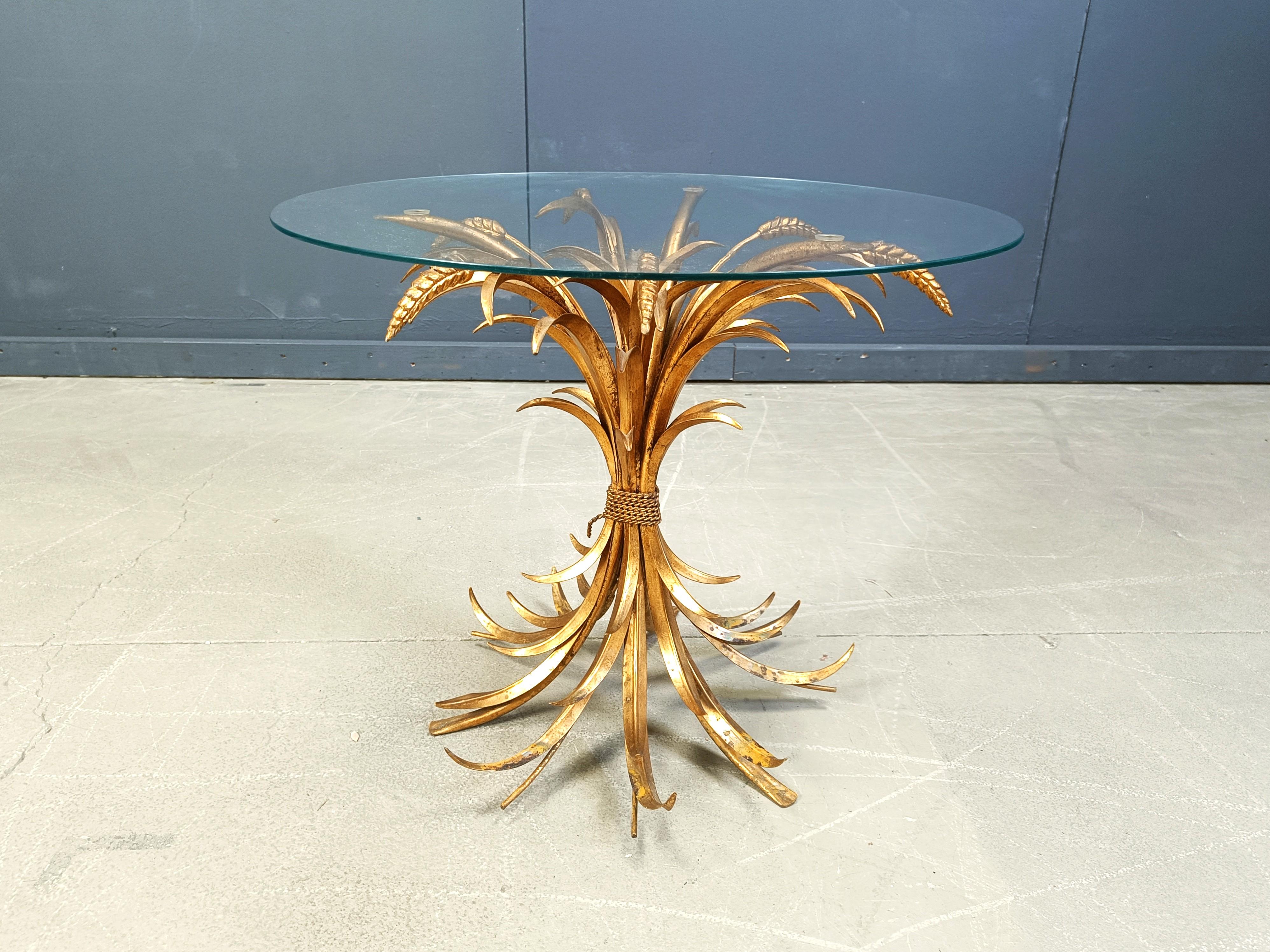 Vintage gilt metal sheaf of wheat coco chanel coffee table, 1960s 3