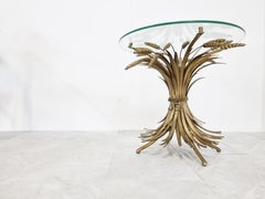 Vintage Gilt Metal Sheaf of Wheat Coco Chanel Coffee Table 1960s