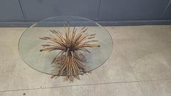 Vintage gilt metal sheaf of wheat coco chanel coffee table, 1960s
