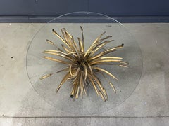 Vintage gilt metal sheaf of wheat coco chanel coffee table, 1960s