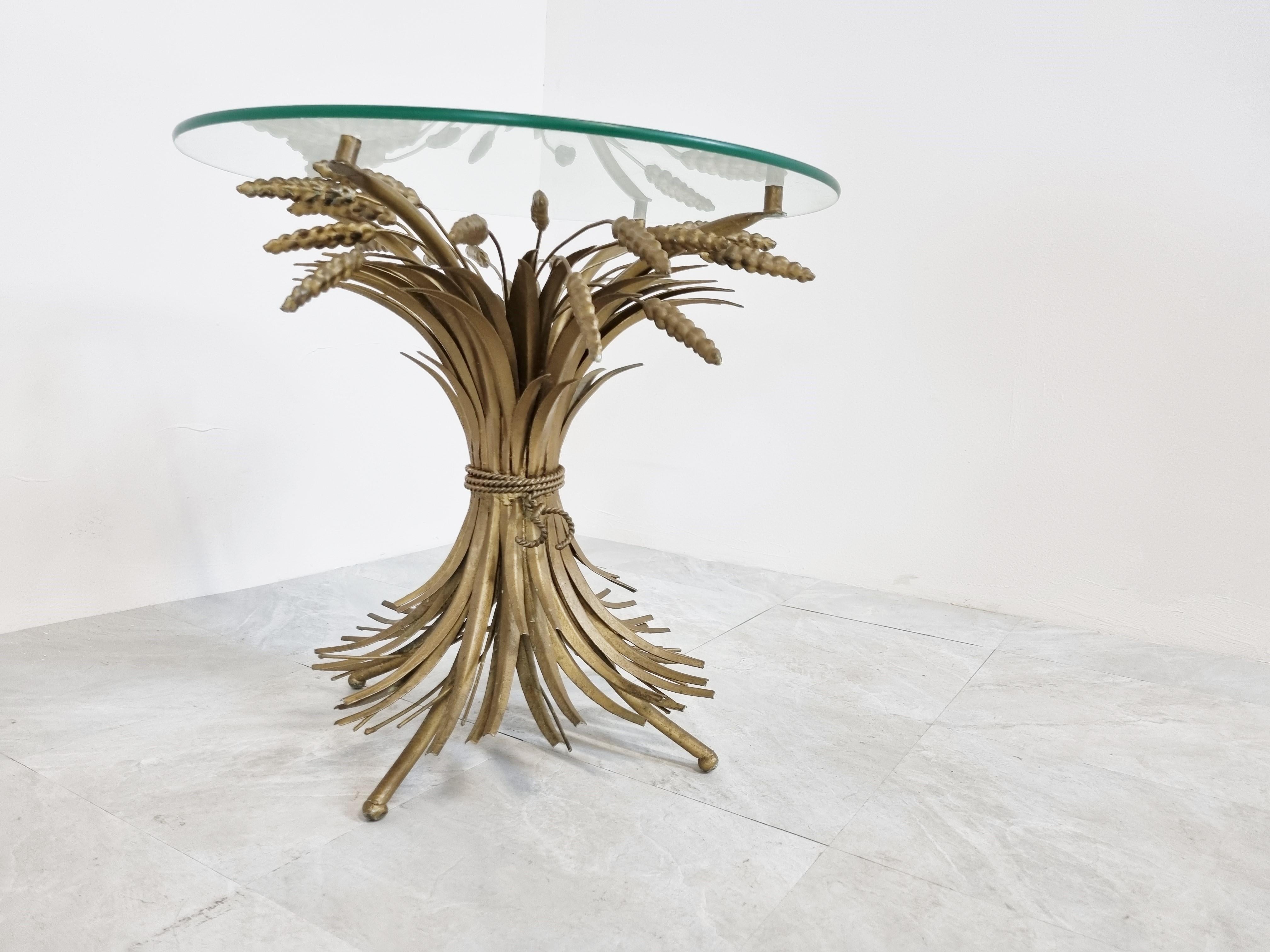 Mid-20th Century Vintage Gilt Metal Sheaf of Wheat Coco Chanel Coffee Table 1960s