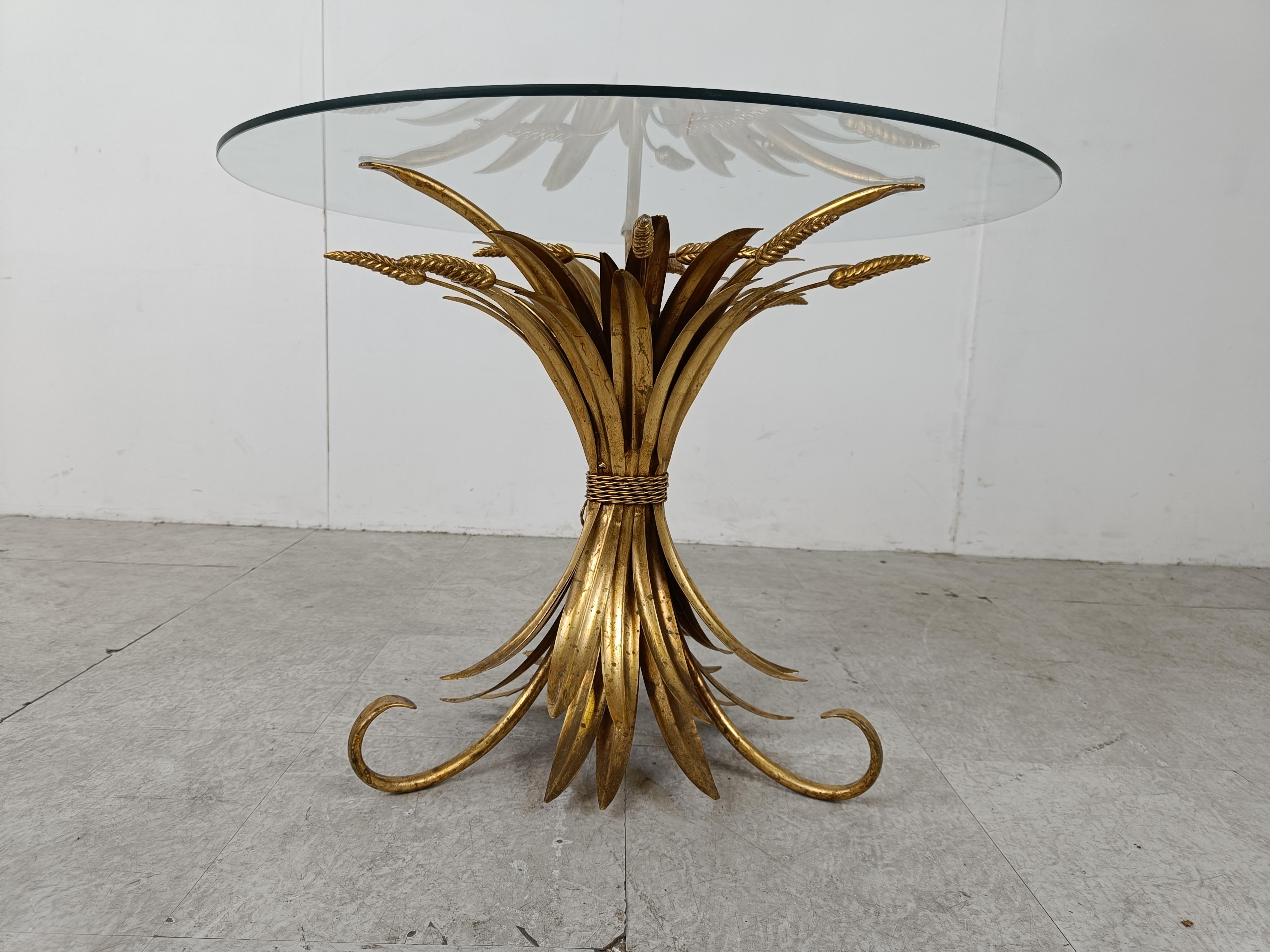 Mid-20th Century Vintage gilt metal sheaf of wheat coco chanel coffee table, 1960s