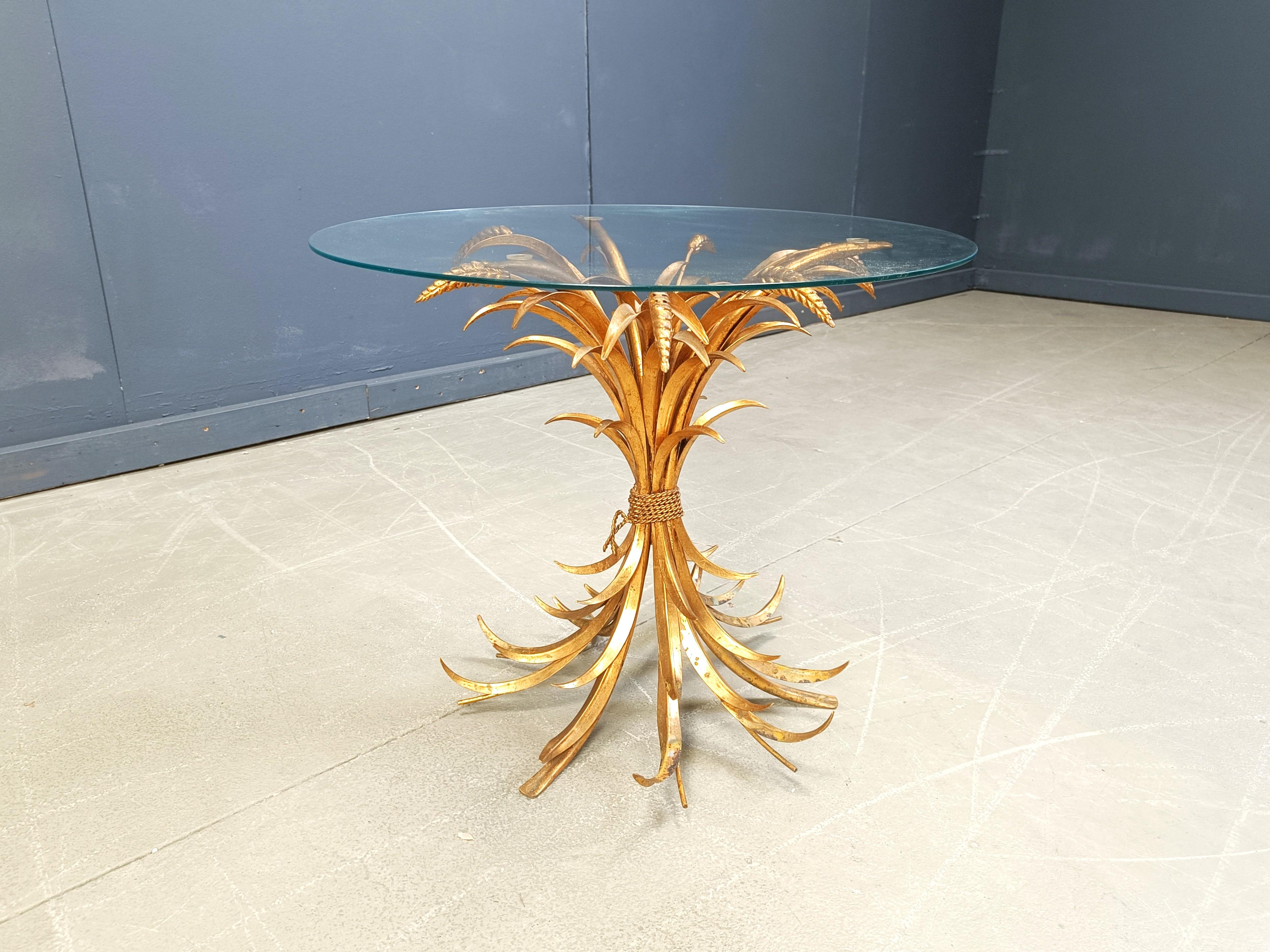 Mid-20th Century Vintage gilt metal sheaf of wheat coco chanel coffee table, 1960s