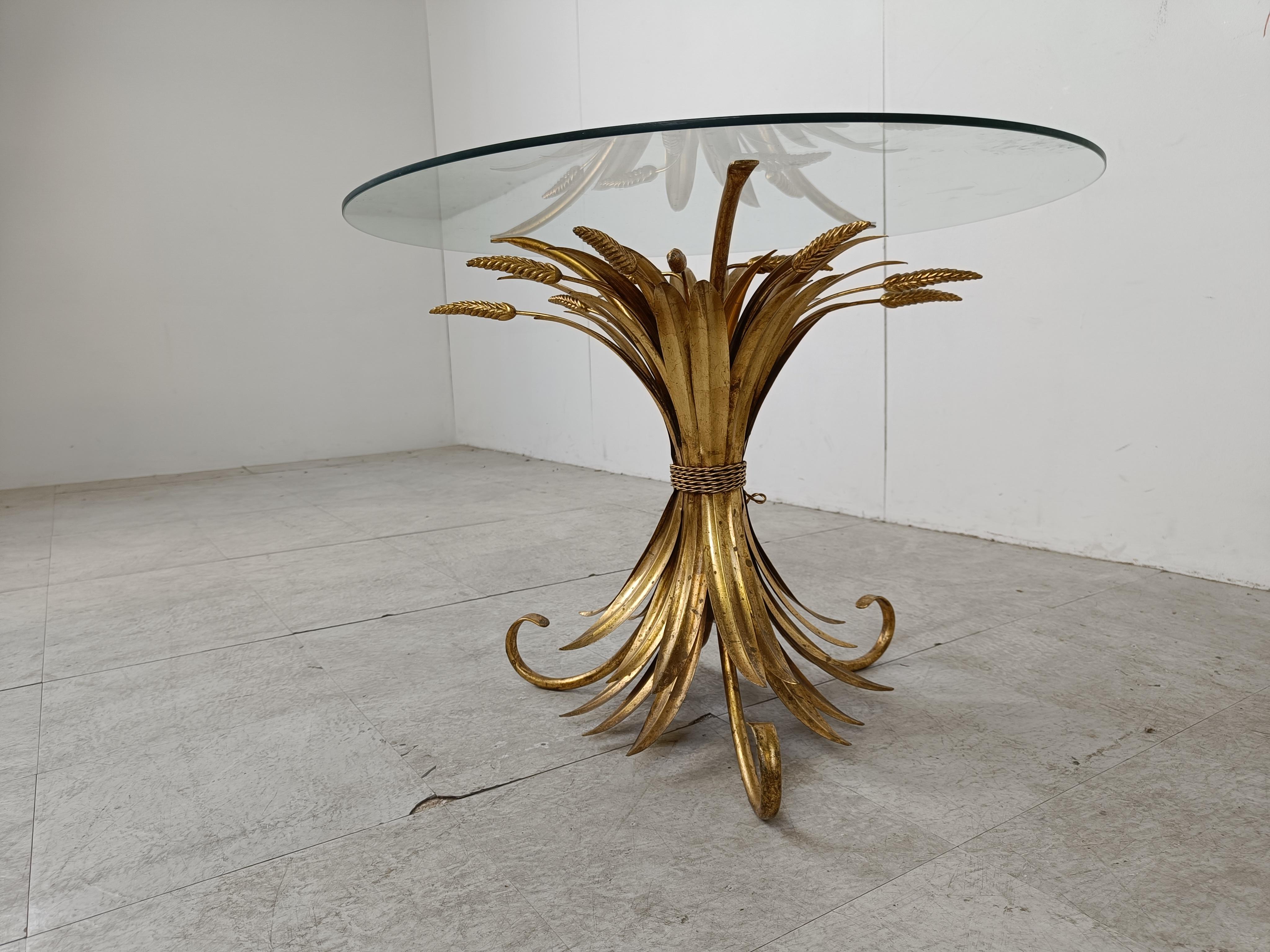 Vintage gilt metal sheaf of wheat coco chanel coffee table, 1960s 2
