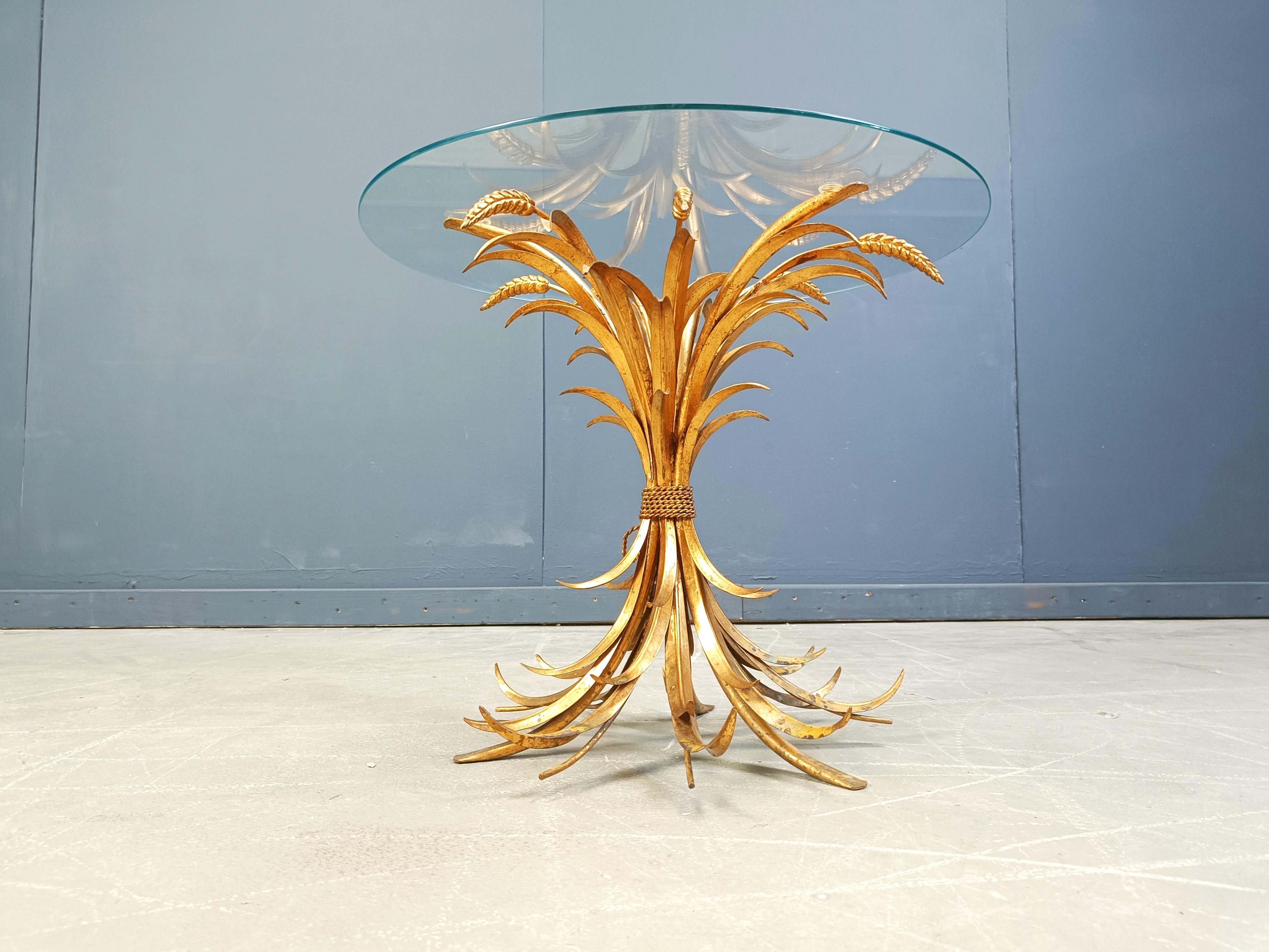 Vintage gilt metal sheaf of wheat coco chanel coffee table, 1960s 1