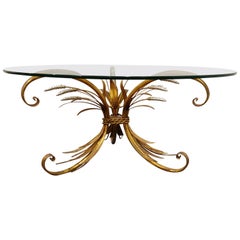 Coco Chanel Style Sheaf of Wheat Gilt Metal Coffee Table at 1stDibs