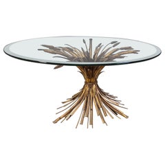 Vintage gilt metal sheaf of wheat coco chanel coffee table, 1960s