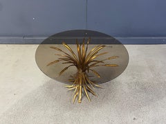 Vintage gilt metal sheaf of wheat coco chanel coffee table or side table, 1960s