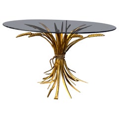 Vintage gilt metal sheaf of wheat coco chanel coffee table or side table, 1960s