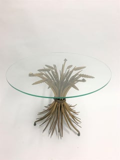 Vintage Gilt Metal Sheaf of Wheat Coco Chanel Side Table