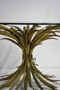 Vintage Gilt Metal Sheaf of Wheat Coco Chanel Side Table