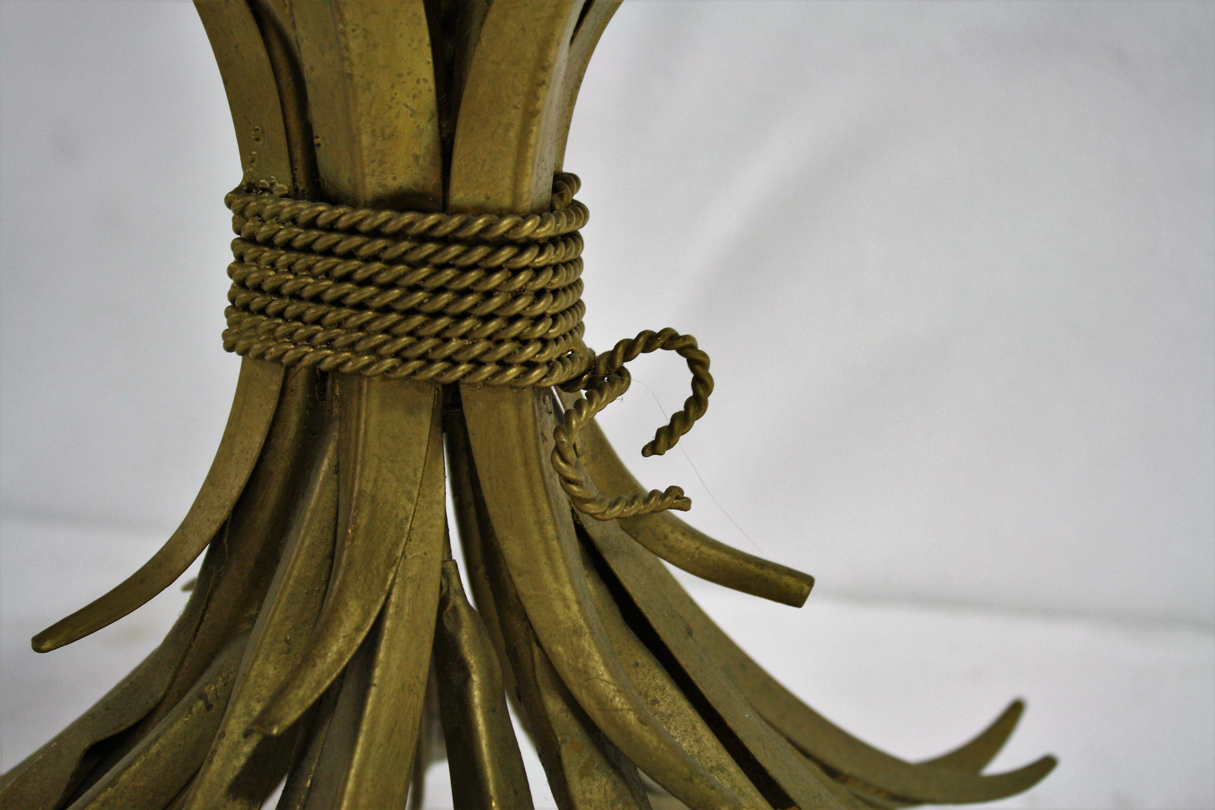 Vintage Gilt Metal Sheaf of Wheat Coco Chanel Side Table In Good Condition In HEVERLEE, BE