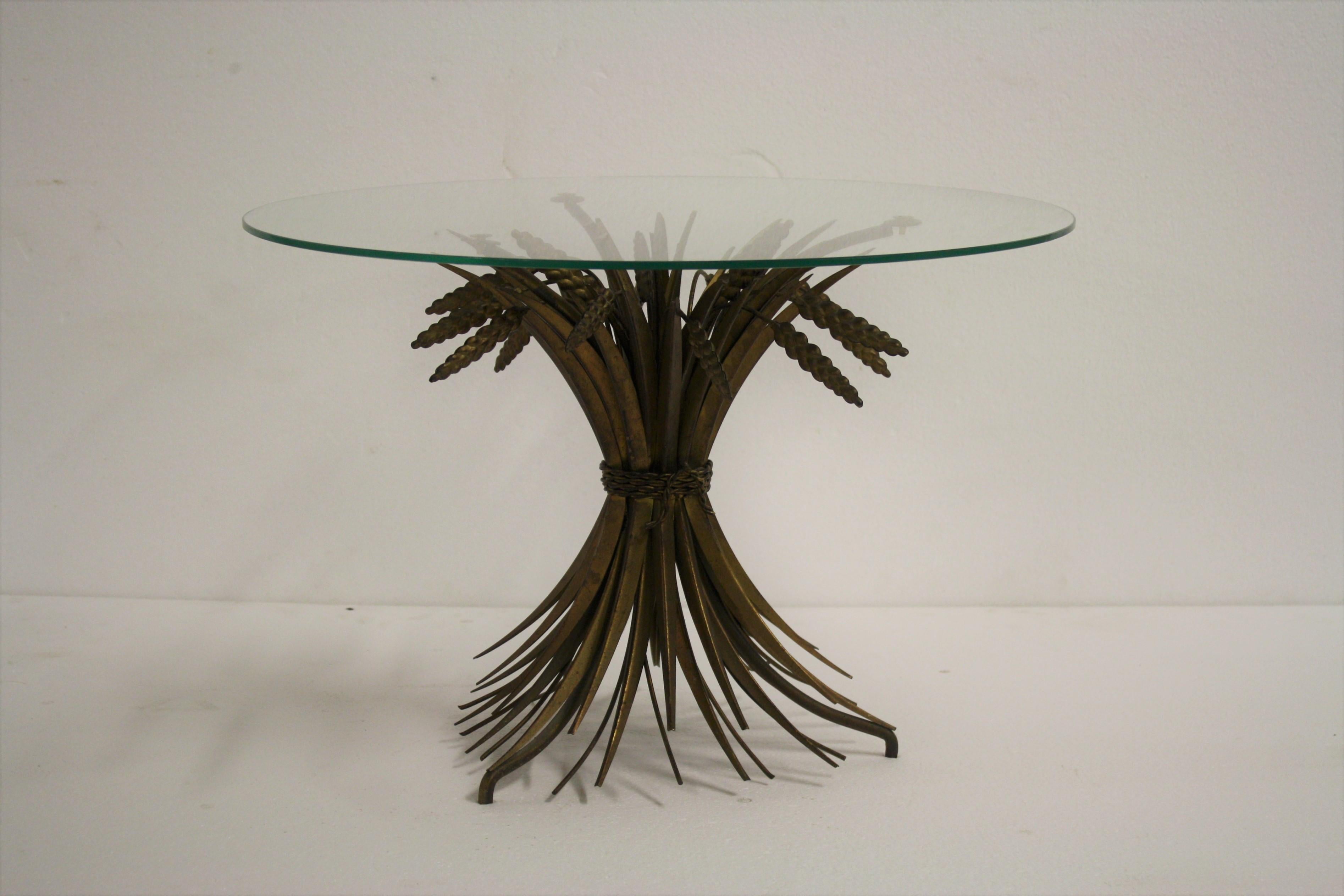 Vintage Gilt Metal Sheaf of Wheat Coco Chanel Side Table, Italy, 1960s 6