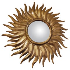 Vintage Gilt Metal Sunburst Mirror, 1960s