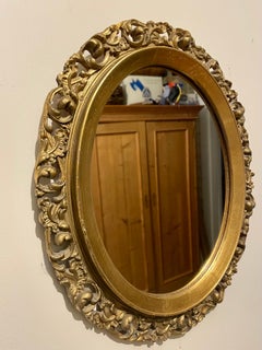 Vintage Gilt Oval Carved Italian Mirror