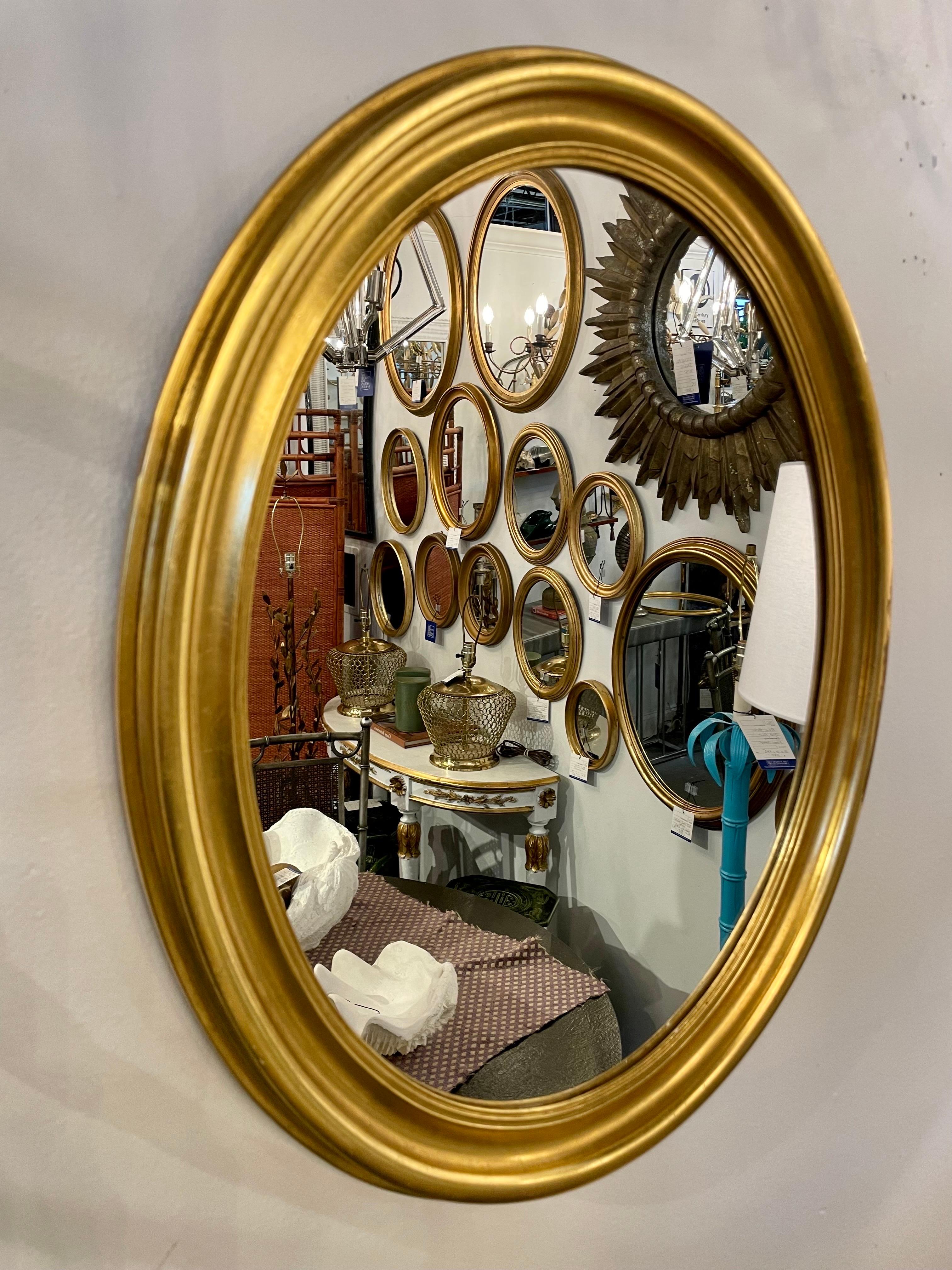 Hollywood Regency Vintage Gilt Oval Italian Mirror