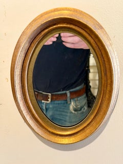 Vintage Gilt Oval Mirrors, Italian Wood Frame, Hollywood Regency