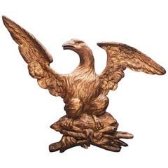 Gilt Pine Eagle, Vintage Plaque, 18th Century