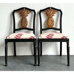 Vintage Gilt Pineapple Side Chairs - A Pair