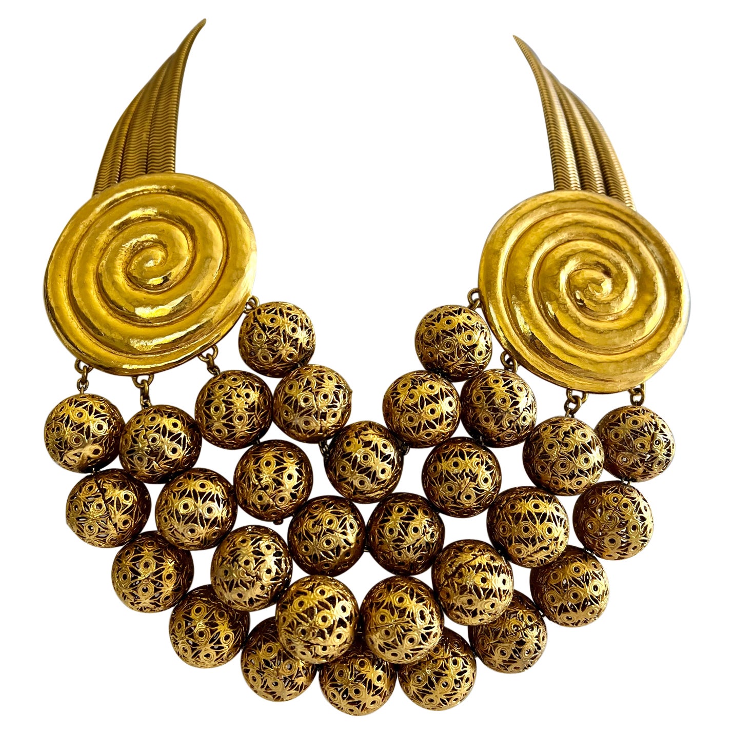 Vintage Gilt Rochas Paris Haute Couture Statement "Collier" Necklace