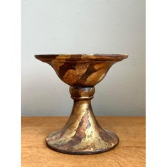 Vintage Gilt Striped Ceramic Pedestal