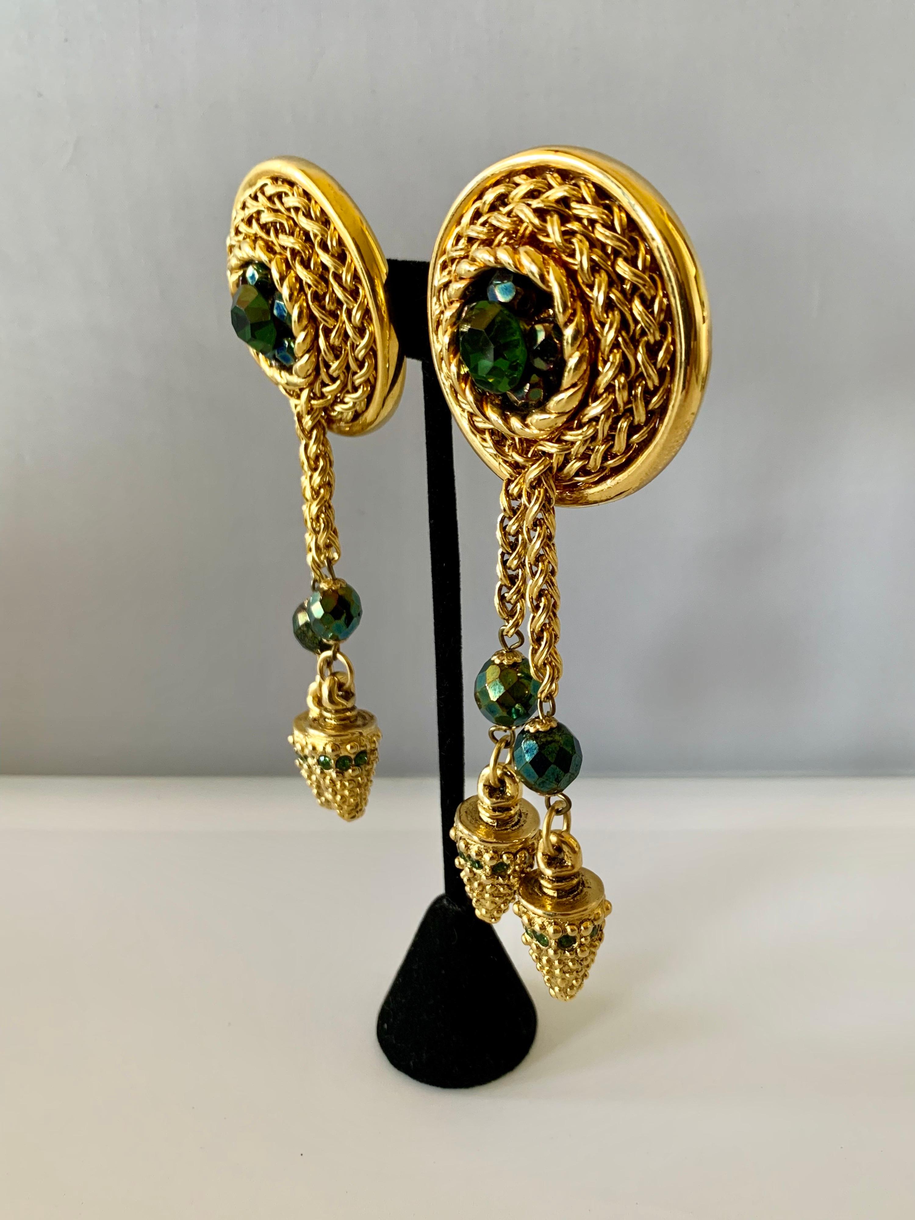 green statement earrings