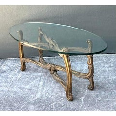Vintage Gilt Tipped Coffee Table After Maison Jansen