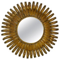 Vintage Gilt Tole Sunburst Convex Mirror, Italian, Mid-20th Century