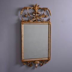 Vintage Gilt Wood Framed Mirror with Fancy Crest
