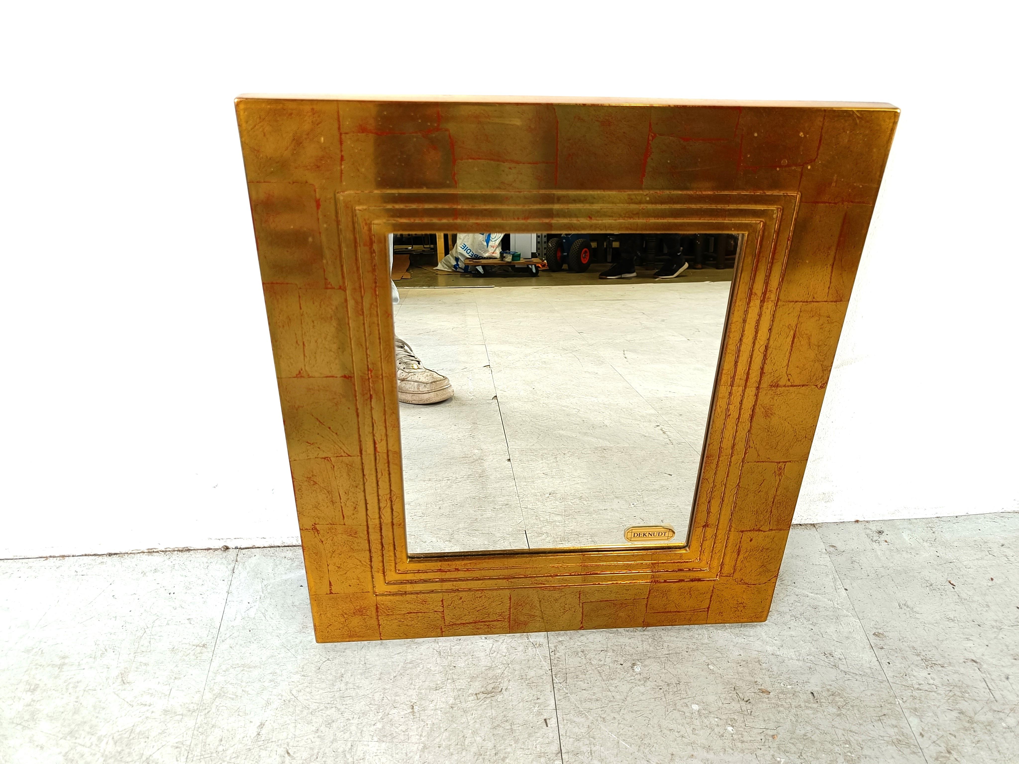 Vintage gilt wood mirror by Deknudt, 1970s For Sale 2