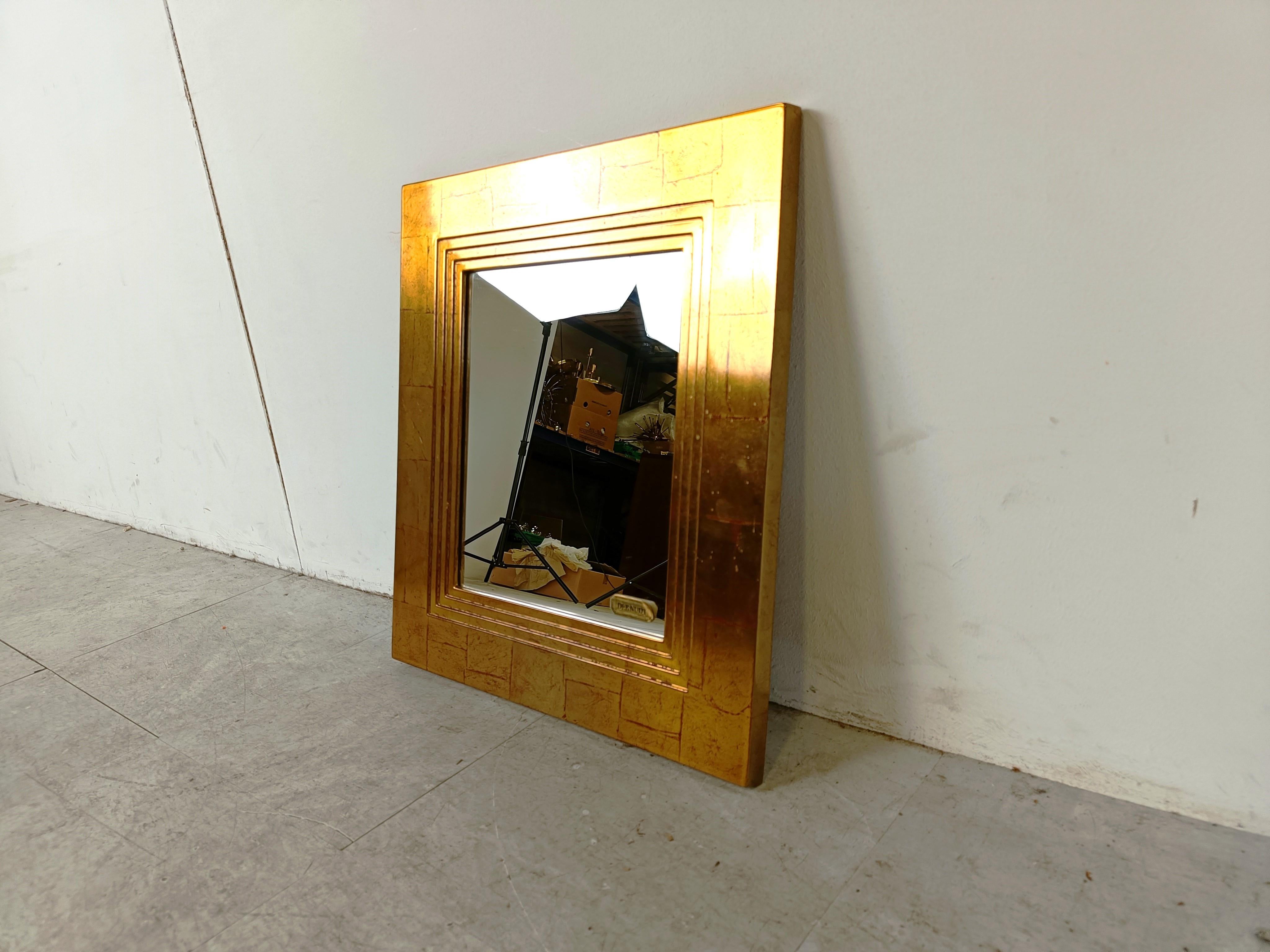 Vintage gilt wood mirror by Deknudt, 1970s In Excellent Condition For Sale In HEVERLEE, BE