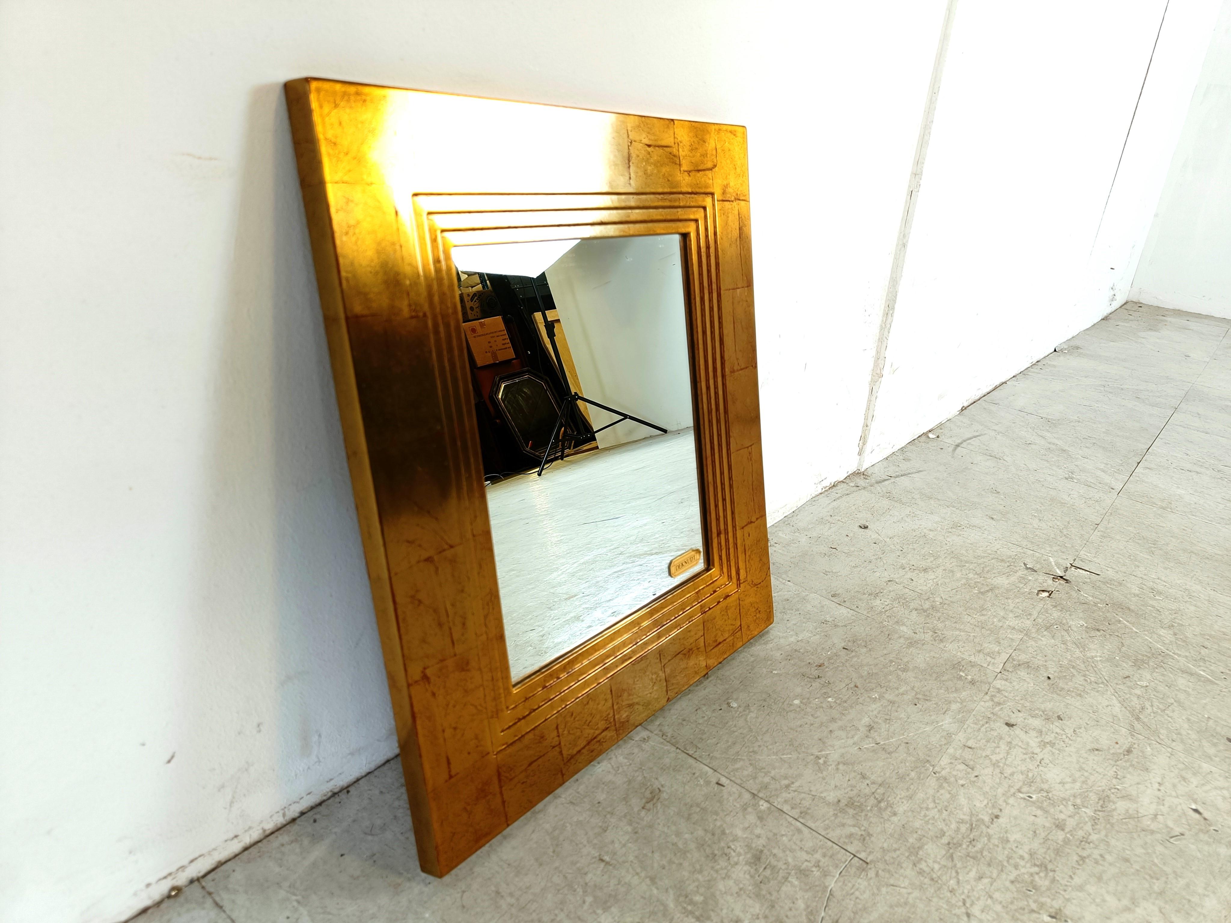 Vintage gilt wood mirror by Deknudt, 1970s For Sale 1