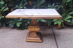 Vintage Gilt Wood Side table with White Marble Top