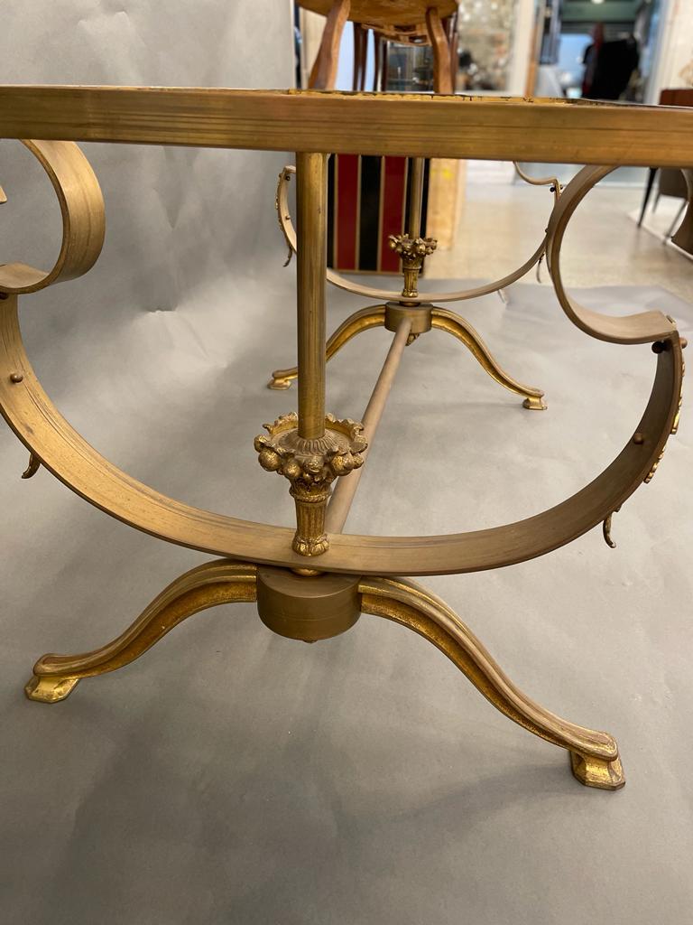 Vintage Gilt Wrought Bronze and Mirrored Coffee Table 2