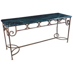 Vintage Gilt Wrought Iron and Marble Console Table