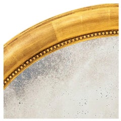 Vintage Giltwood Bead Detail Round Mirror