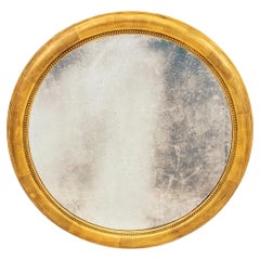 Vintage Giltwood Bead Detail Round Mirror