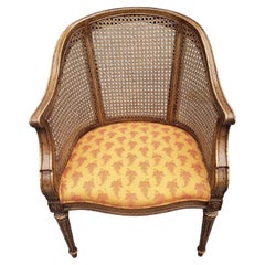 Vintage Giltwood Caning and Upholstery Chair with Woven Pattern
