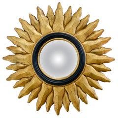 Vintage Giltwood Convex Sunburst Mirror, circa 1970