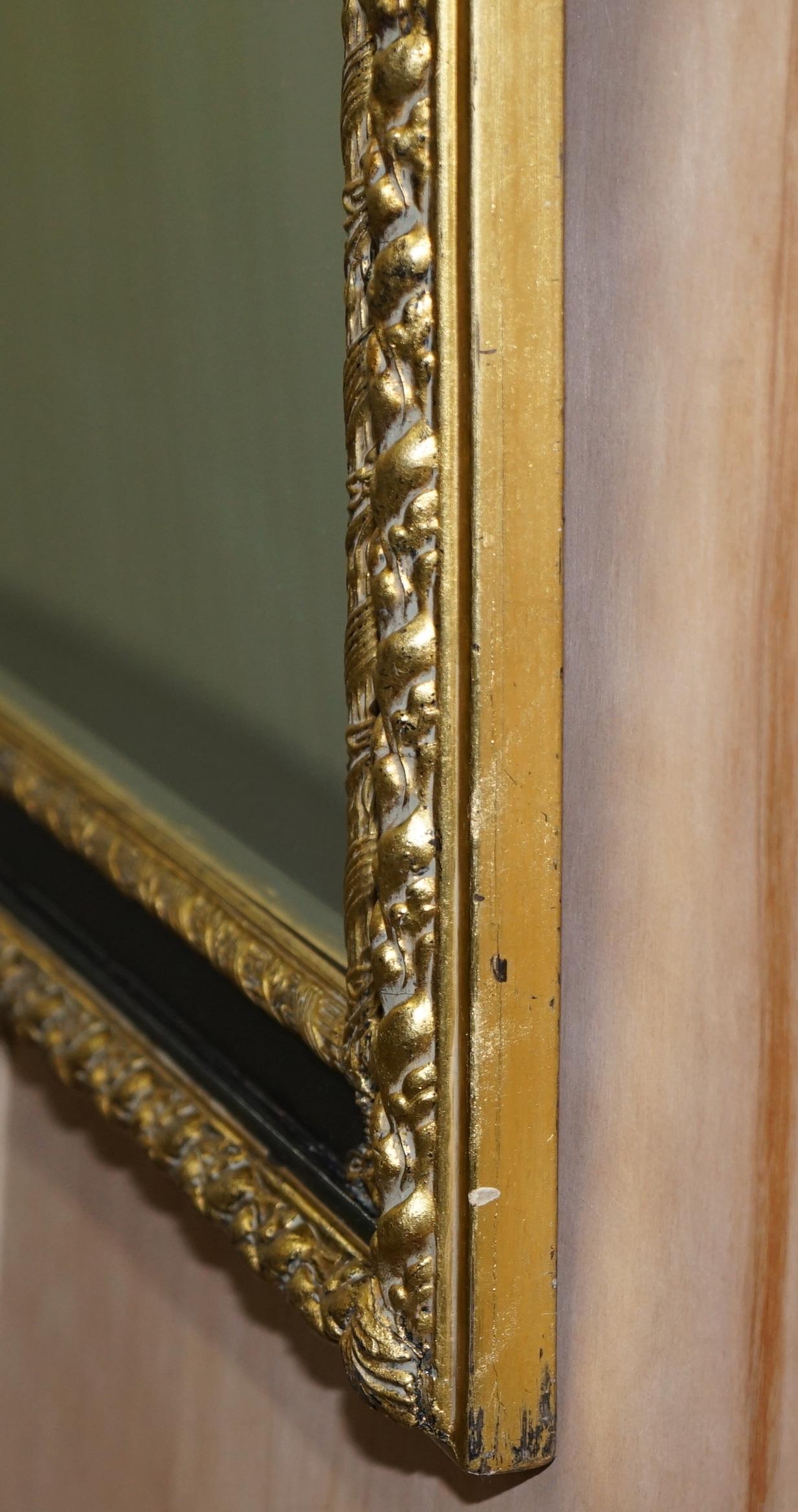Vintage Giltwood Framed Large Wall Hanging over Mantle Mirror Ornate Detailing 6