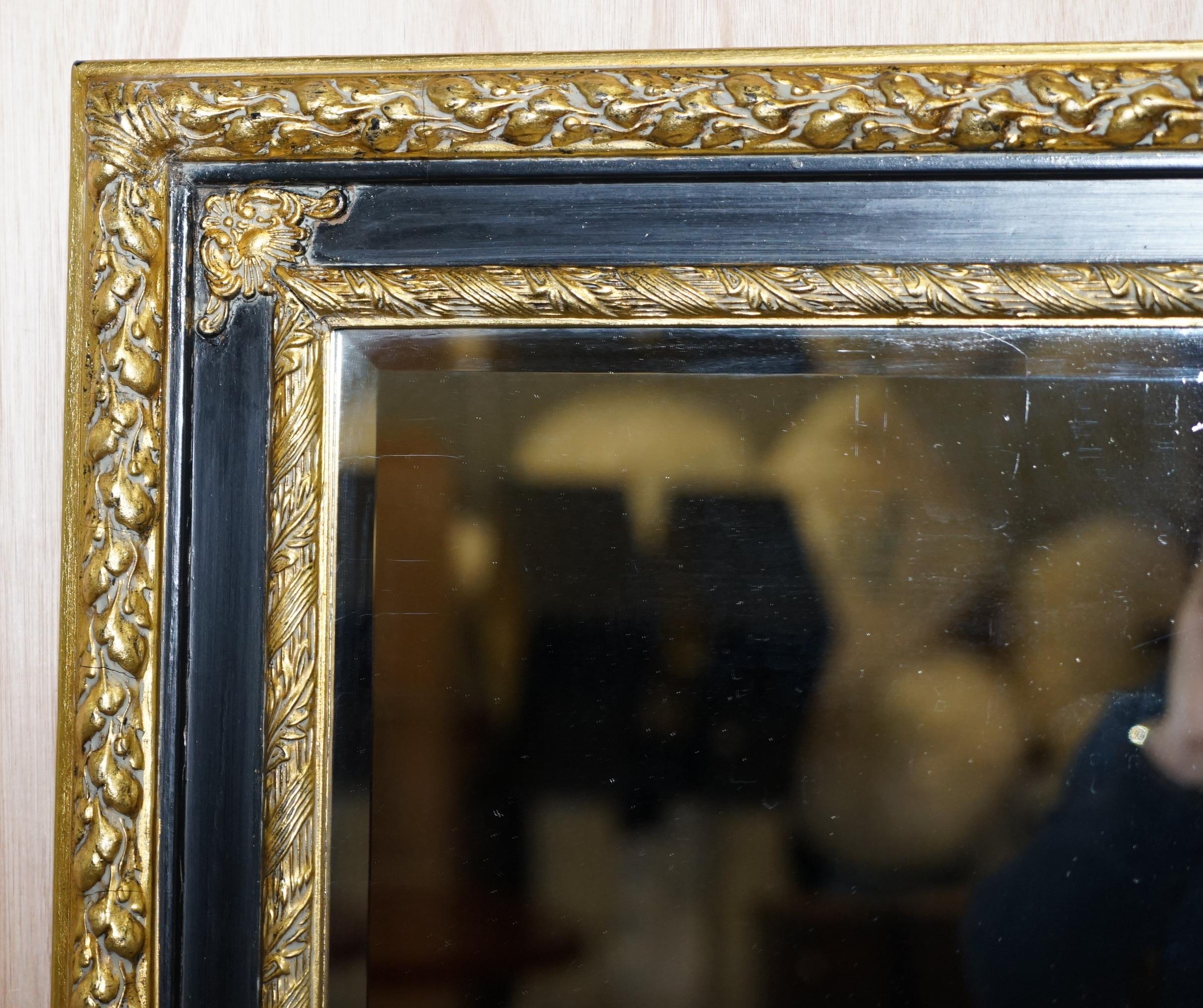 Hand-Crafted Vintage Giltwood Framed Large Wall Hanging over Mantle Mirror Ornate Detailing