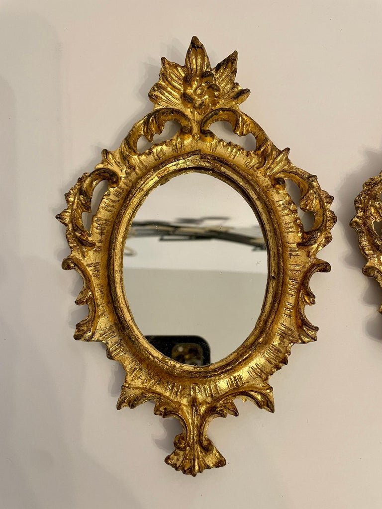 Hollywood Regency Vintage Giltwood Italian Florentine Mirrors Set of Three For Sale