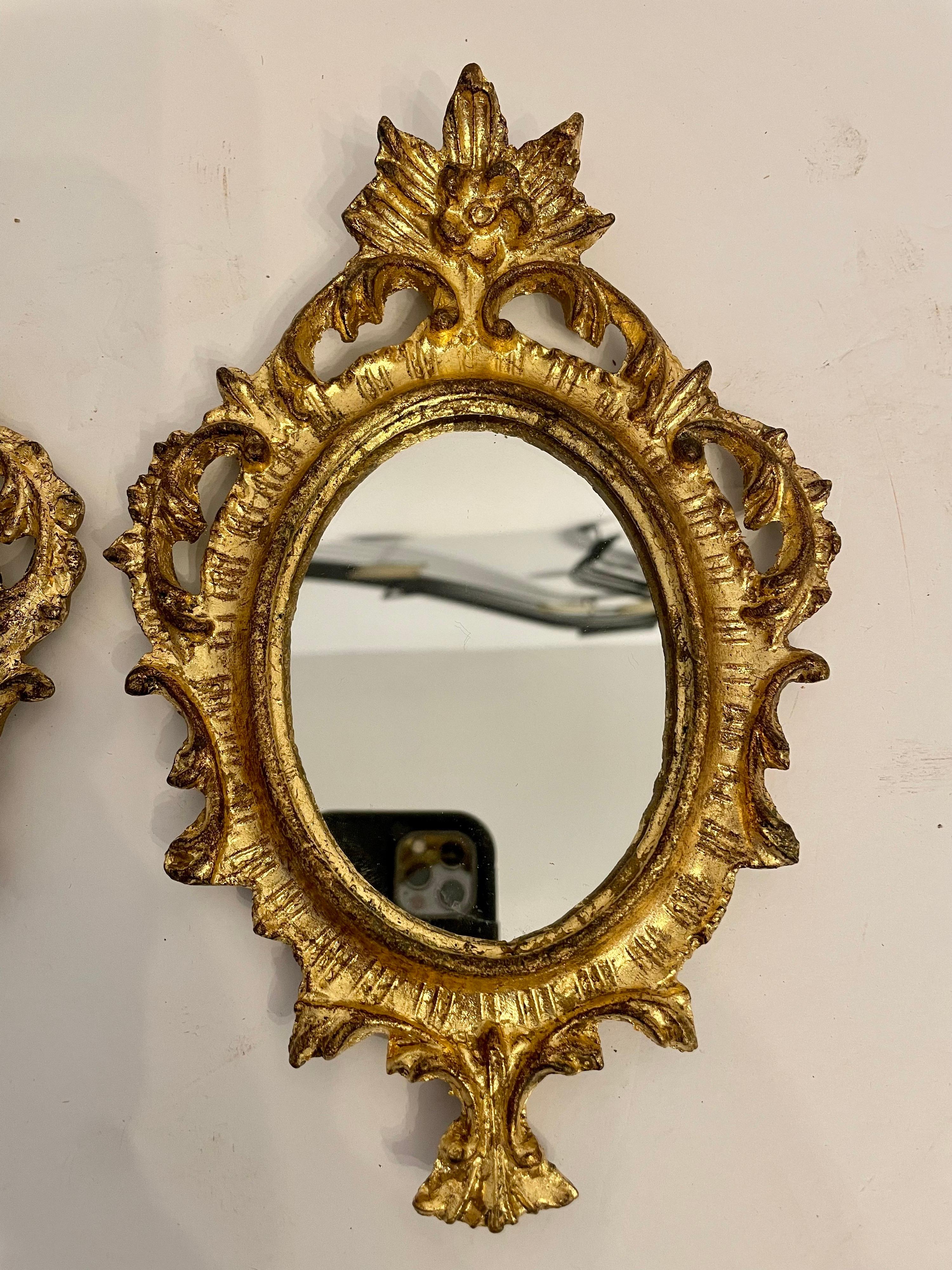 Mid-20th Century Vintage Giltwood Italian Florentine Mirrors Set of Three