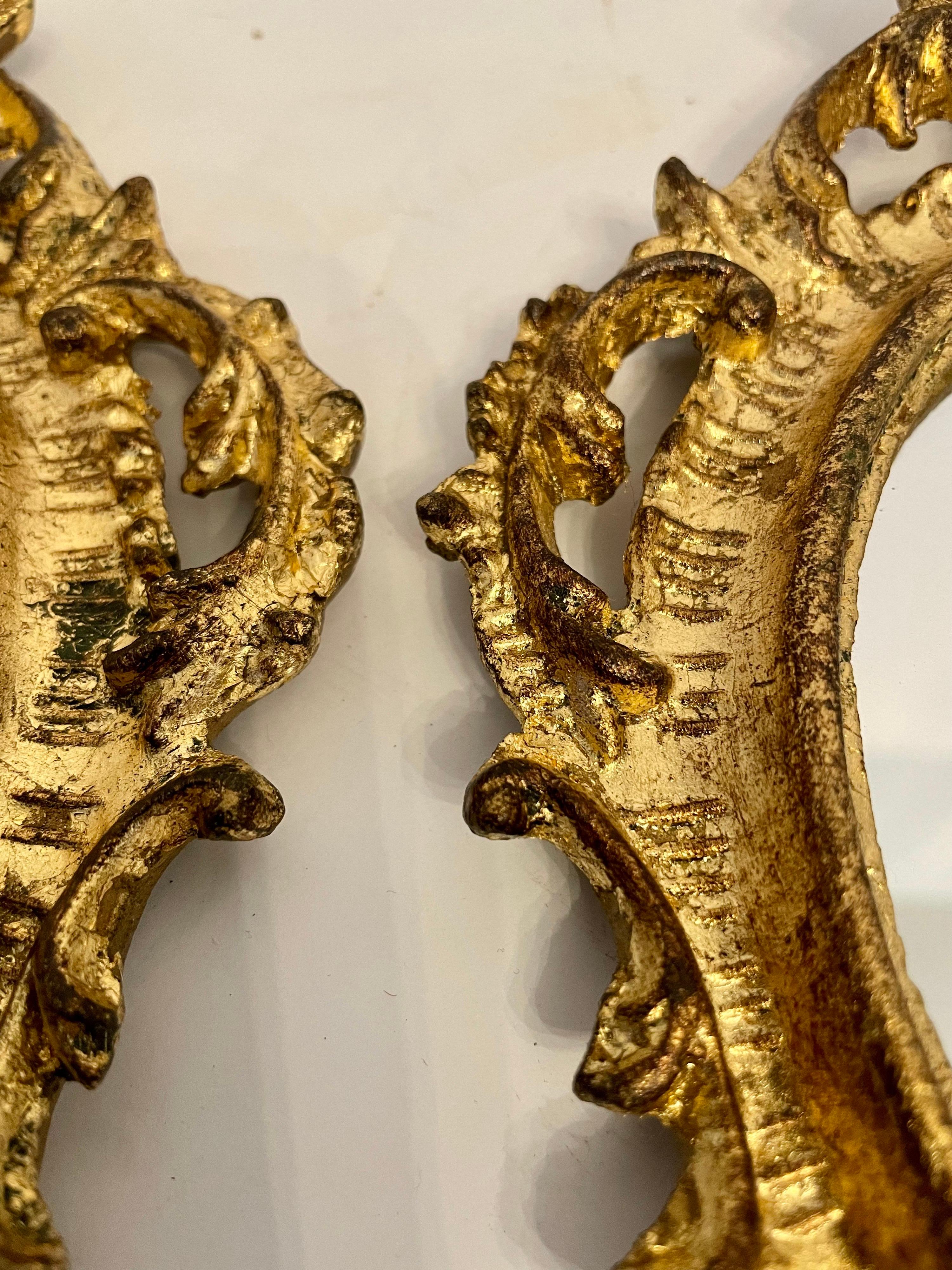 Wood Vintage Giltwood Italian Florentine Mirrors Set of Three