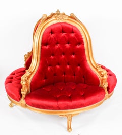 Vintage Giltwood Love Seat Conversation Settee Mid 20th Century