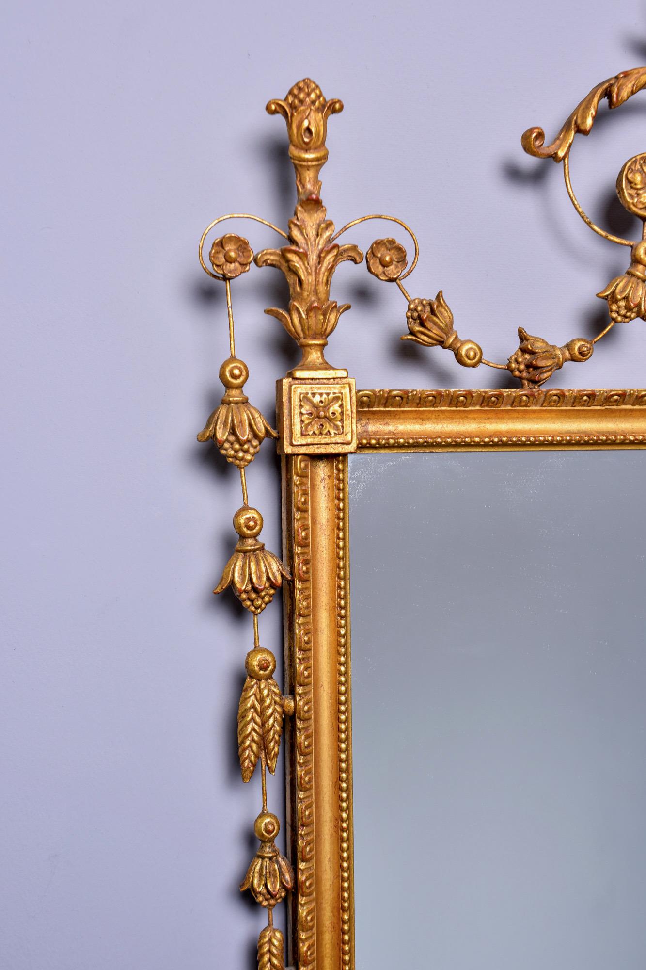 American Vintage Giltwood Mirror with Fancy Crest